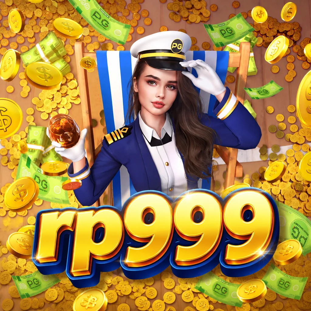 rp999 kapten wanita berseragam biru di atas kursi santai dengan latar koin emas Cruise Royale